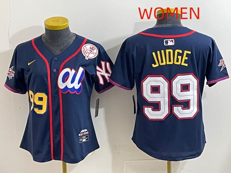 Women  2025 New York Yankees #99 Judge dark Blue All star Nike MLB Jersey style 0016